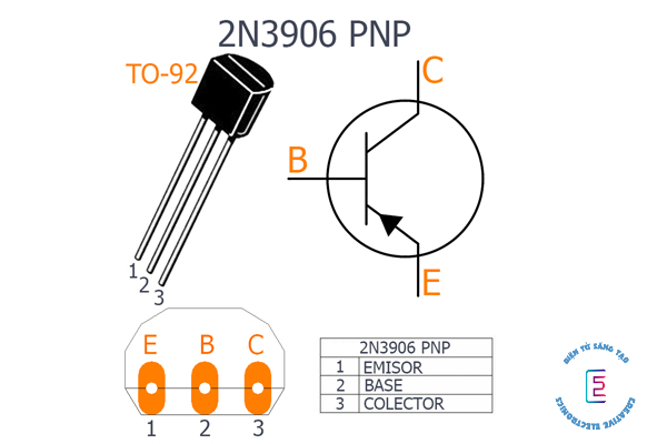 Sơ đồ chân của transistor 2N3906
