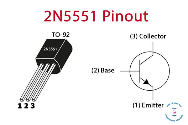 Sơ đồ chân của transistor 2N5551