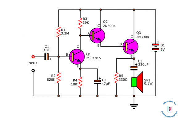 Ứng dụng transistor 2N3904 làm bộ khuếch đại