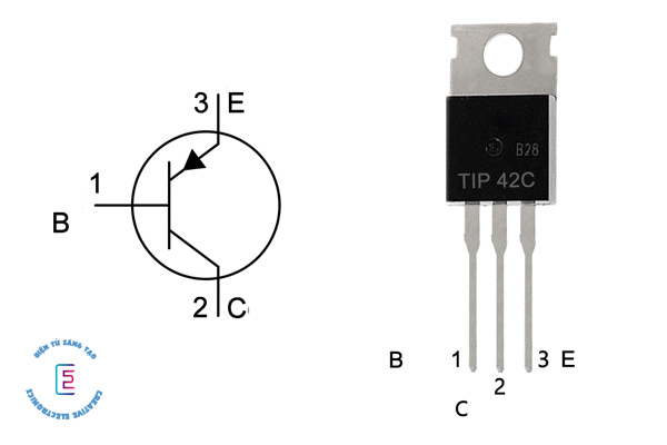 Sơ đồ chân của transistor TIP42C